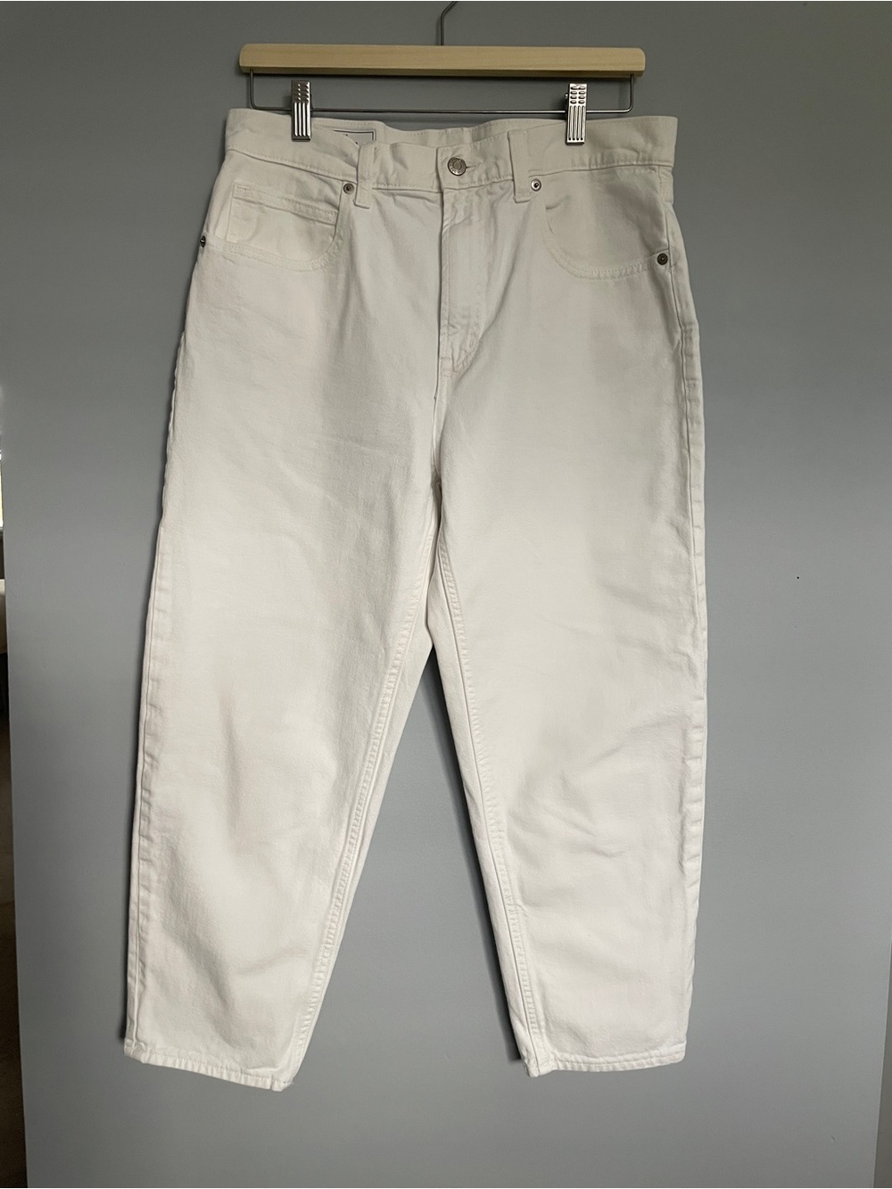 Gap high rise barrel jeans, off white, size 8